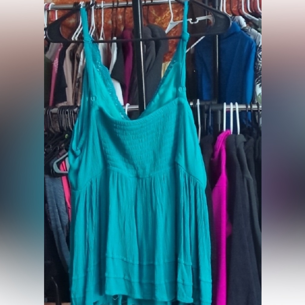 💙 Torrid Crochet Babydoll Tank | Tall Blue | Size 2 💙 - Picture 3 of 4